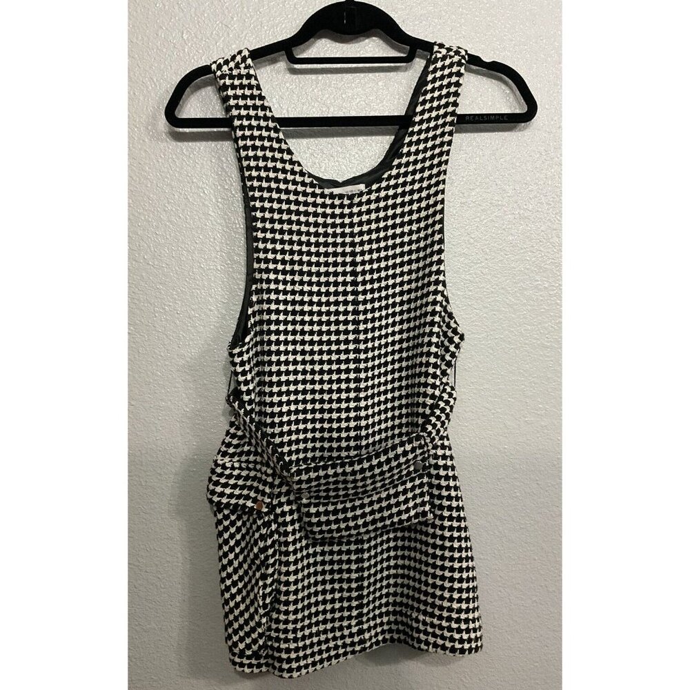 Zara Girls Houndstooth Pinafore Tweed Jumper Dress & Belt Bag Size 11/12